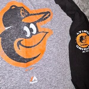 Baltimore Orioles Majestic Raglan 3/4” sleeve Tee - Large